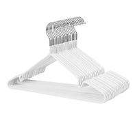 SONGMICS Metal Hangers, 20 Pack Non-Slip Clothes Hangers, 0.4 cm Thick, Space Saving, 360° Swivel Hooks, for Coats, Shirts, Blouses, Dresses, Tops, PVC Coating, White CRI33WT20