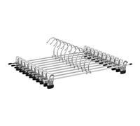 SONGMICS Metal Trousers Hangers, Pack of 10, Non-Slip Skirt Hangers with Clips for Pants Socks, 40 cm Long, Heavy-Duty, Chrome-Plated, Metallic Silver and Ink Black CRI006E10