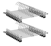 SONGMICS Metal Trousers Hangers, Pack of 20, Non-Slip Skirt Hangers with Clips for Pants Socks, 31 cm Long, Heavy-Duty, Chrome-Plated, Metallic Silver and Ink Black CRI003-20