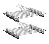 SONGMICS Metal Trousers Hangers, Pack of 20, Non-Slip Skirt Hangers with Clips for Pants Socks, 40 cm Long, Heavy-Duty, Chrome-Plated, Metallic Silver and Ink Black CRI006-20
