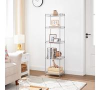 SONGMICS Metal Wire Storage Shelf Kitchen Rack 4 Hooks Adjustable Shelves in Silver SONGMICS Silver