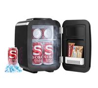 SONGMICS Mini Fridge 4L/6 Can, Portable Small Fridge Mini Cooler & Warmer | Portable Mini Fridge for Bedroom, Quiet Skincare Fridge , AC/DC Power for Car/Drinks/Makeup/Beauty/Travel, Black, ERF001B102