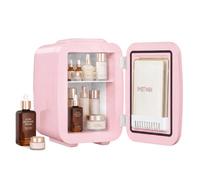 SONGMICS Mini Fridge 4L/6 Can, Portable Small Fridge Mini Cooler & Warmer | Portable Mini Fridge for Bedroom, Quiet Skincare Fridge , AC/DC Power for Car/Drinks/Makeup/Beauty/Travel, Pink, ERF001S102