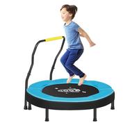 SONGMICS Mini Trampoline 3 ft, 91.4 cm Dia. Kids Trampoline with Handlebar, Steel Legs, Safety Cover, Blue STR036Q01