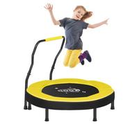 Songmics Mini Trampoline 3 Ft, Kids Trampoline With Handlebar, Steel Legs, Safety Cover, Yellow