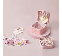 Songmics Mini Travel Jewellery Case, Portable Accessory Organiser, Compact Storage Box, Ideal Gift, Jelly Pink
