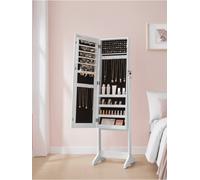 Songmics Mirror Jewellery Cabinet Armoire, Standing Full-Length Mirror, Lockable Jewellery Organiser, Gift Idea