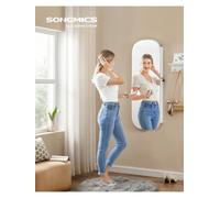 Songmics Mirror With Storage, Led Mirror Jewellery Cabinet Wall/door Mounted, Lockable Rounded Wide Mirror Cabinet, With Mirror