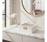 Songmics Mirrored Armoire With Wheels, Jewellery Storage Cabinet, Lockable, 3 Drawers, Led Lights, Freestanding, White