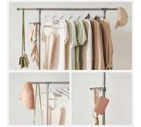 Songmics Mobile Clothes Rack With Casters, Rolling Clothing Rack, Height-Adjustable Garment Rack, Silver And Grey