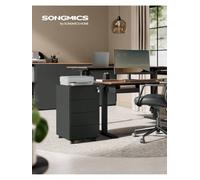 Songmics Mobile File Cabinet,lockable,with 4 Drawers,hold Documents,for Office,home,39 X 45 X 69.3 Cm,ink Black ,cloud White