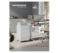 Songmics Mobile File Cabinet, Lockable, With 4 Drawers, Hold Documents, Stationery,39 X 45 X 69.3 Cm, Ink Black , Cloud White