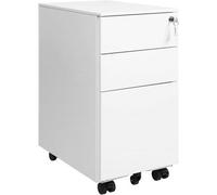 Songmics Mobile File Cabinet, Office Cabinet With Wheels And Lock, For A4,letter Sized Documents, Hanging File Folders, White