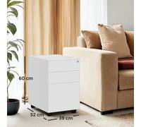 Songmics Mobile File Cabinet With 3 Drawers Lockable Steel Pedestal With Suspension File Hanging Rails, Fully Assembled