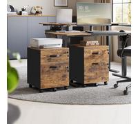 Songmics Mobile Filing Cabinet With Locks, Rolling Office Storage, Adjustable Rails, Document Organizer, Rustic Brown And Ink Black