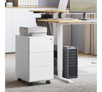 SONGMICS Mobile Lockable Filing Cabinet Rolling Printer Stand Pre Built in White SONGMICS White