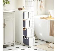 Songmics Mobile Storage Solution, Slim Rolling Tower With Multiple Levels, White And Grey