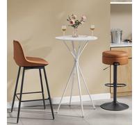 Songmics Modern Circular Bar Table, Sl ocktail Stand For Home And Kitchen, Cloud White And Matte White