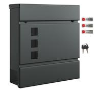 SONGMICS Modern Mailbox, Lockable Wall-Mounted Post Letter Box with Newspaper Holder, Easy to Install, 9.5 x 29 x 31 cm, Anthracite Grey GMB055G101