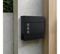 Songmics Modern Mailbox, Lockable Wall-Mounted Post Letter Box With Newspaper Holder, Easy To Install, Black