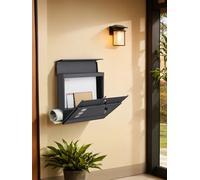 Songmics Modern Mailbox, Lockable Wall-Mounted Post Letter Box With Newspaper Holder, Easy To Install, Grey