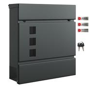 Songmics Modern Mailbox, Lockable Wall-Mounted Post Letter Box With Newspaper Holder, Easy To Install, 9.5 X 29 X 31 Cm
