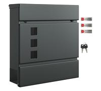 SONGMICS Modern Mailbox, Lockable Wall-Mounted Post Letter Box with Newspaper Holder, Easy to Install, 9.5 x 29 x 31 cm, Anthracite Grey GMB055G101