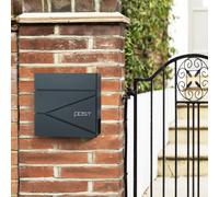 Songmics Modern Mailbox, Lockable Wall-Mounted Post Letter Box With Newspaper Holder, Easy To Install