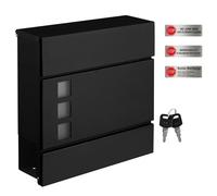 SONGMICS - Modern Post Box with Newspaper Holder, Lid, Lockable - Easy to Install - Black - GMB052B01