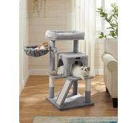 Songmics Multi-Level Cat Tree, Small Cat Tower With Perch For Cats, Kittens, Scratching Posts, Cat Cave, Basket, Light Grey
