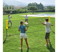 SONGMICS Multi Purpose Sports Net Adjustable Poles Large Portable Net in Yellow SONGMICS Yellow