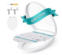 SONGMICS O-Shaped Toilet Seat, Soft-Close WC Seat and Lid with Handle, Quick-Release, Easy to Install, PP Plastic, Supports up to 300 kg, White BTL001WZ01