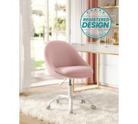Songmics Office Chair, Sherpa Fabric, Foam Padding, Adjustable Height, For Home Office, Study, Bedroom, Jelly Pink