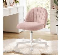 SONGMICS Office Chair, Swivel Makeup Vanity Desk Chair, Height Adjustable, Teddy