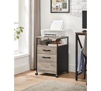 Songmics Office Filing Cabinet, 2-Drawer File Cabinet On Wheels, Steel Frame, Industrial, With Open Storage, Greige And Black