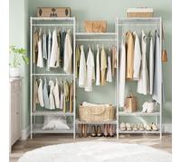Songmics Open Wardrobe For Bedroom, Metal Clothes Rack With Storage Shelves And Hanging Rails, Heavy-Duty, Cloud White
