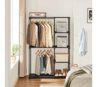 Songmics Open Wardrobe System, Modular Clothes Storage With Multiple Hanging Areas, Black