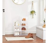 Songmics Organizer Set, Clear-Front Shoe Storage Boxes With Stack Function, White