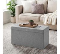 Songmics Ottoman, Multi-Purpose Storage Bench, Foldable With Flip-Top Lid, For Bedroom, Living Room, And Hallway, Light Grey