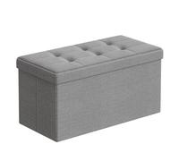 SONGMICS Ottoman Storage Box, Foldable Tufted Bench, 80L | Living Room Storage, 76 x 38 x 38 cm, Removable Divider, Foot Rest for Entryway, Grey and Black, Minota Collection, LSF84GYX