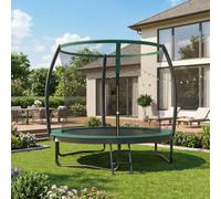 Songmics Outdoor Kids Jumping Mat, 244 Cm Diameter Trampoline With Safety Net, Steel Frame, Ladder, For Garden, Black And Green
