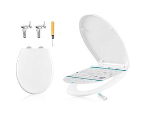 SONGMICS Oval-Shaped Toilet Seat Soft Close, with Handle, Quick-Release, Universal Toilet Seat, Easy Installation, Duroplast, 300 kg High Load, Heavy-Duty, White BTL101WZ01
