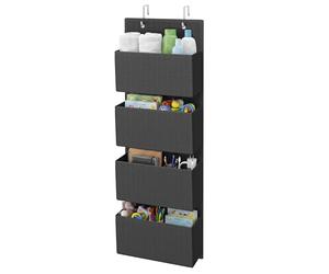 SONGMICS Over-Door Storage Organiser, Hanging Storage with 4 Compartments, Wardrobe Storage Organiser, for Bedroom, Office, 12 x 33.5 x 100 cm, Ink Black RDH004B11
