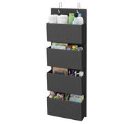 SONGMICS Over-Door Storage Organiser, Wardrobe Storage, 4 Pockets | Hanging Wardrobe Storage, for Bedroom, Office, Ink Black, 12 x 33.5 x 100 cm, TINA Collection RDH004B01
