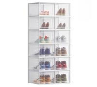 Stackable Shoe Storage Organisers, Transparent + White / L (35 x 25 x 18.5 cm) / 8
