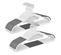 SONGMICS Pack of 30 Plastic Clothes Hangers, Non-Slip Space-Saving, Thickness 0.5 cm, Length 42 cm, 360° Hook, Metallic Grey, White and Dark Grey CRP20WG30