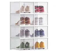 Stackable Shoe Storage Organisers, Transparent + White / L (35 x 25 x 18.5 cm) / 8