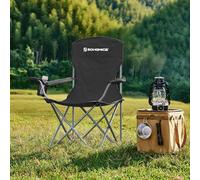 Songmics Pair Of Folding Outdoor Chairs, Heavy Duty Construction With Cup Holders, Comfortable Seating, Black