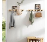 Songmics Pair Of Wall-Mounted Coat Racks, Shelf Included, 10 Dual Metal Hooks, Space-Saving, For Hallway, Room, Natural Beige