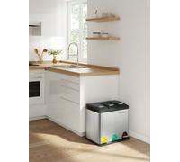 Songmics Pedal Bin, 3 X 8L Metal Rubbish Bin, Trash Bin For Kitchen, Waste Separation And Recycling, Includes 15 Bin Bags, Silver